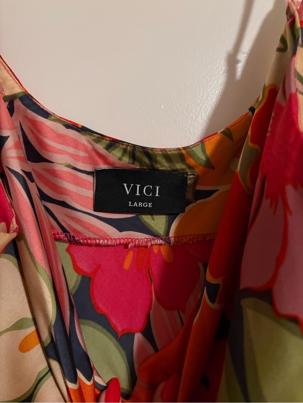 Vici Pink & Orange Floral Slip Midi Dress - Picture 2 of 4